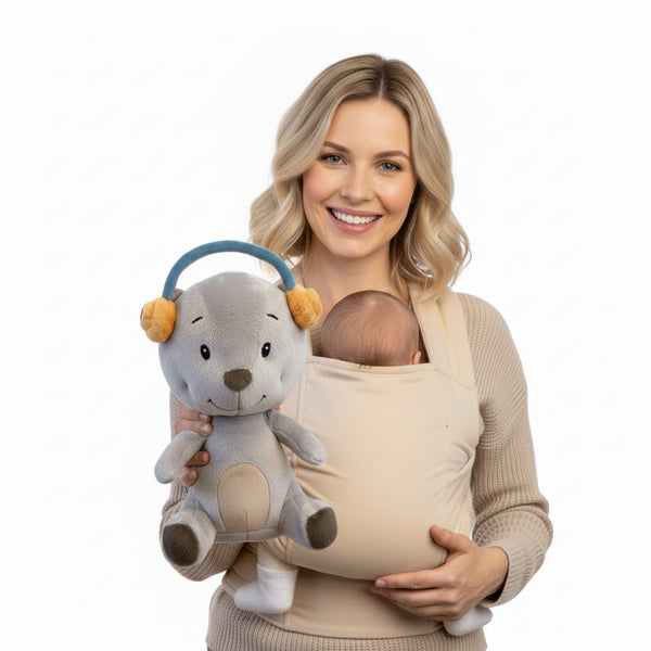 Lenabie Aaron (Bär) Kuscheltier – smartes Plüschtier für Babys und Kinder, kombinierbar mit dem Lenabo Smart Speaker, mitwachsend von 0–7 Jahren