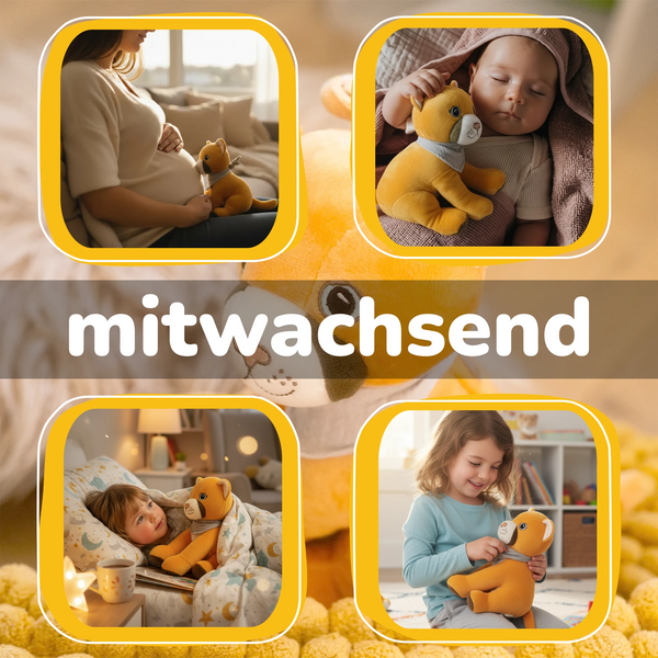 Lenabie Tali (Puma) Audio-Kuscheltier mitwachsend für Babys und Kinder – geeignet ab 0 Jahren mit Weißem Rauschen und Schlafmusik, ab 2 Jahren mit Gute-Nacht-Geschichten, ab 3 Jahren mit Hörspielen und Lerninhalten, entnehmbares Smart Speaker Modul, Kuscheltier für Baby, Kleinkind und Vorschulkind